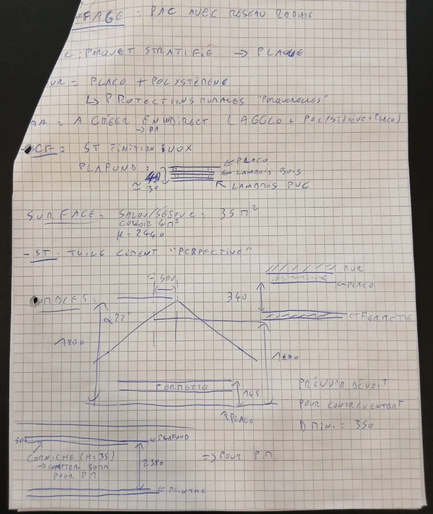 Extrait notes prises par Nicolas lors d'une visite technique